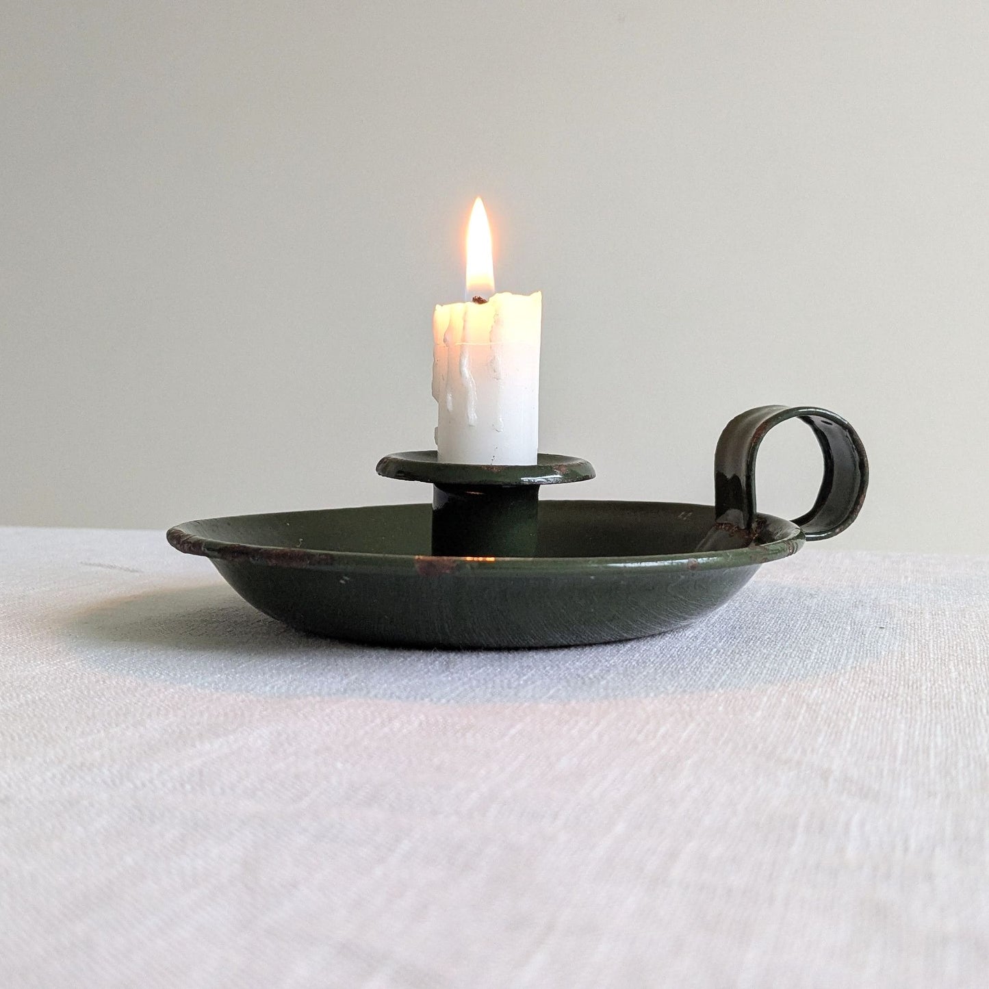 Green Enamel Chamberstick