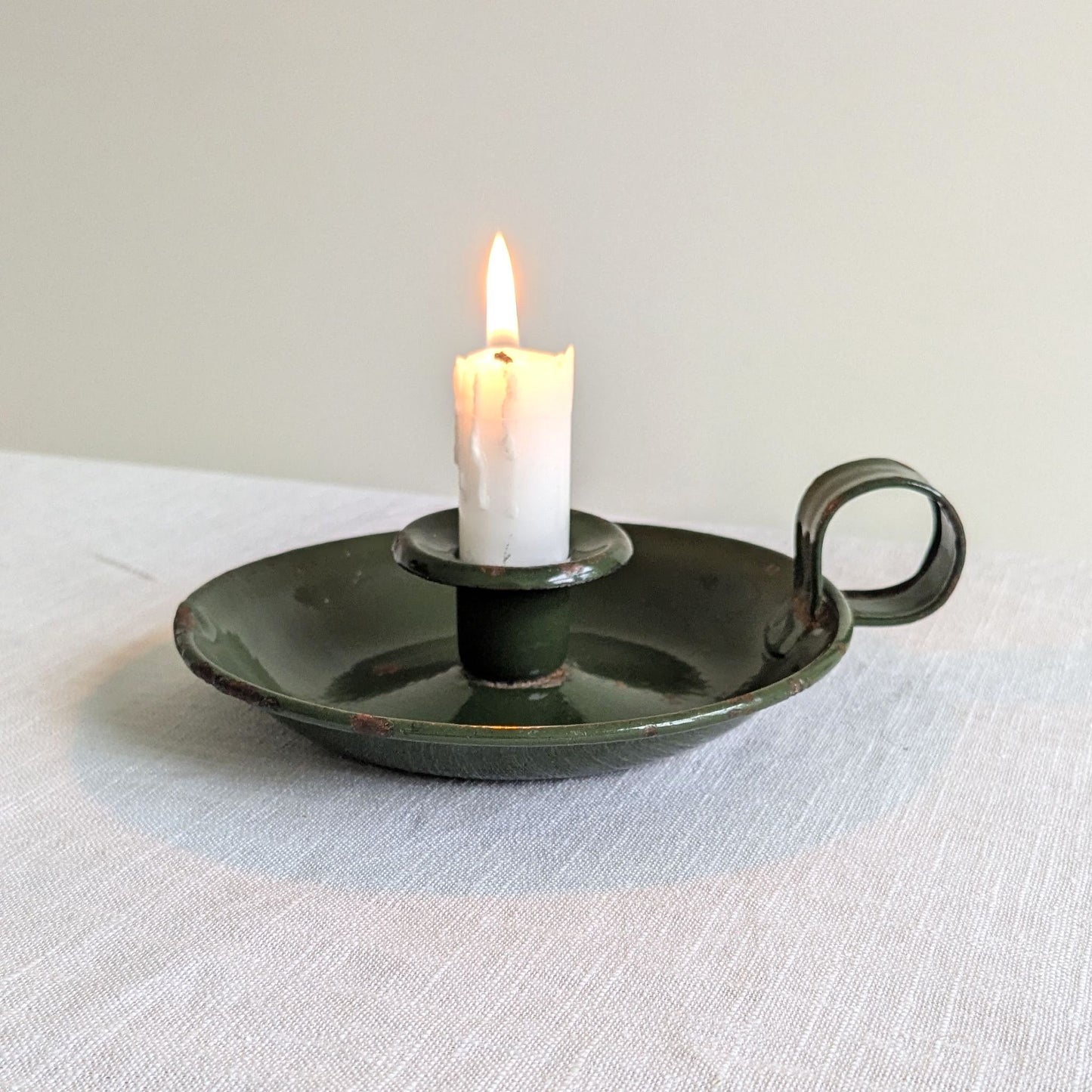 Green Enamel Chamberstick