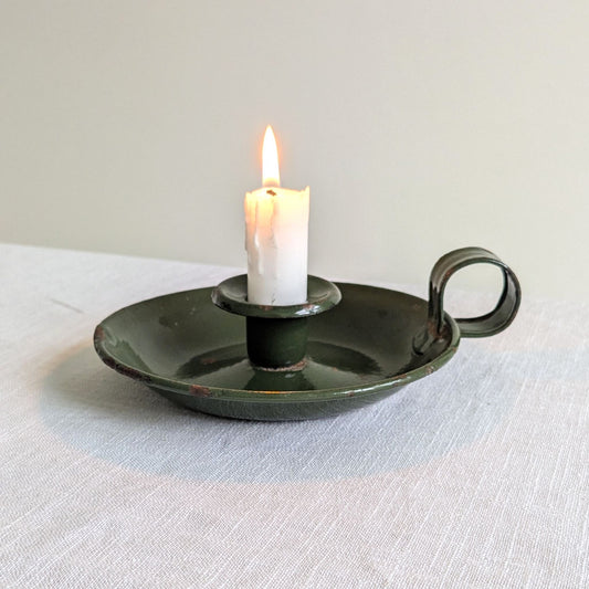 Green Enamel Chamberstick