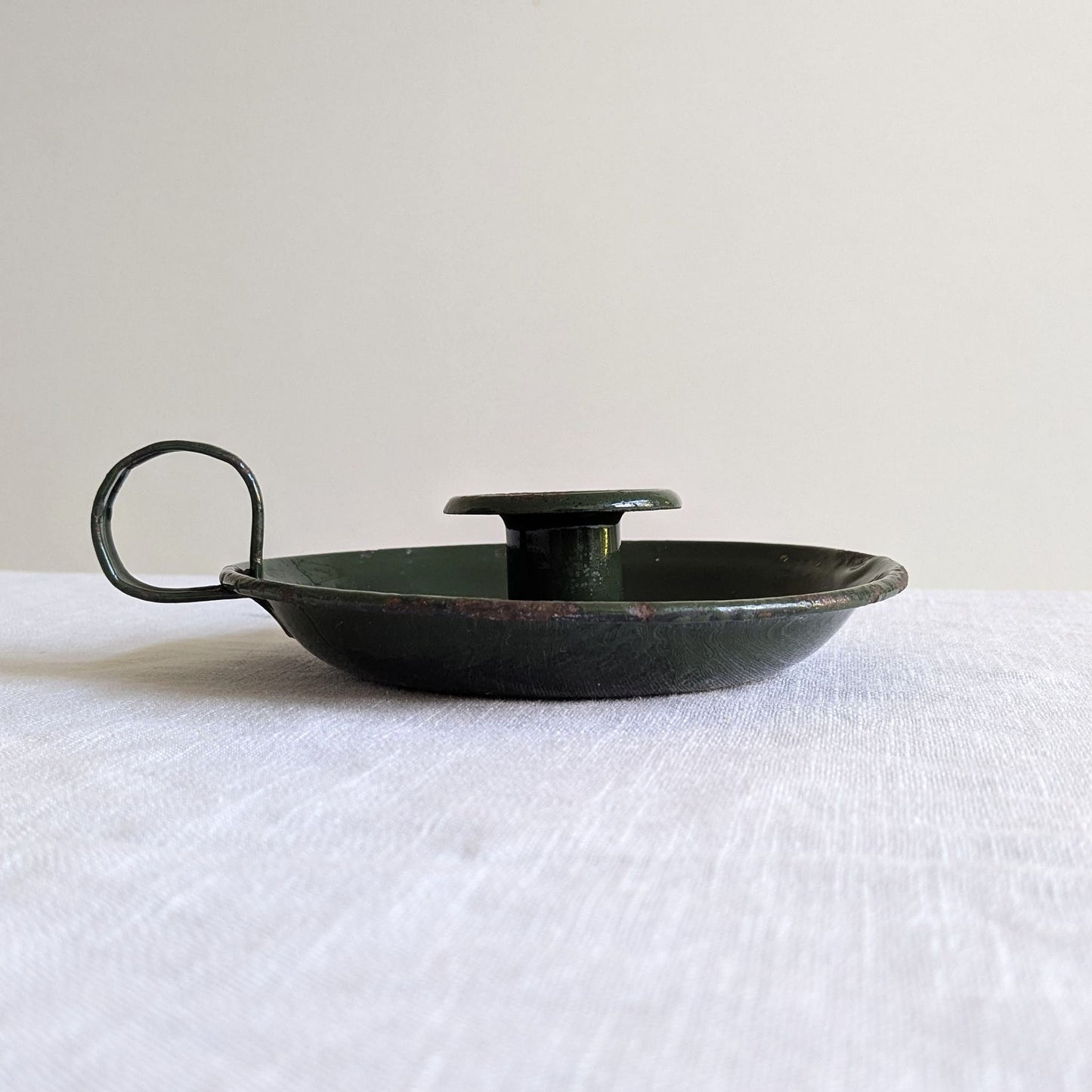 Green Enamel Chamberstick