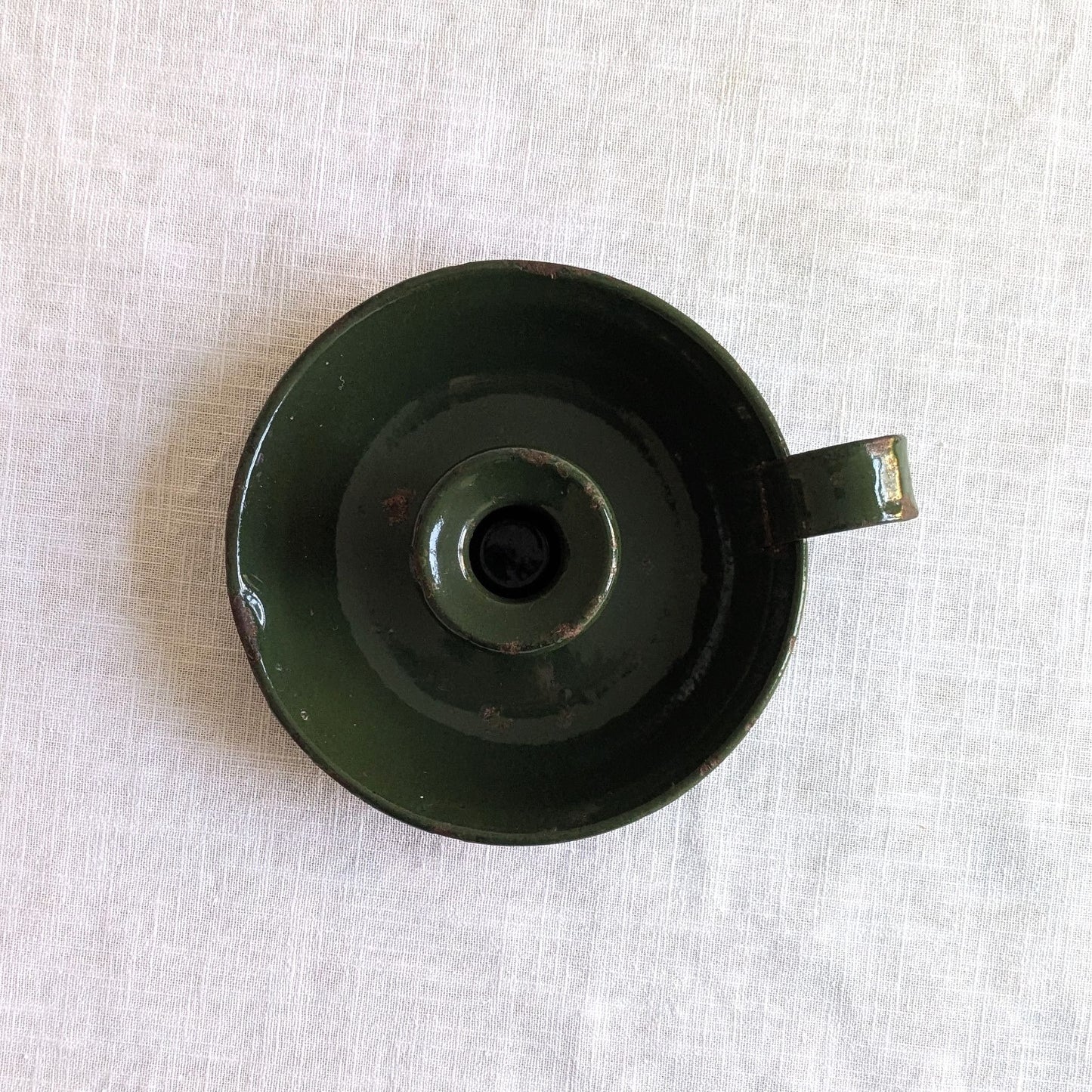 Green Enamel Chamberstick