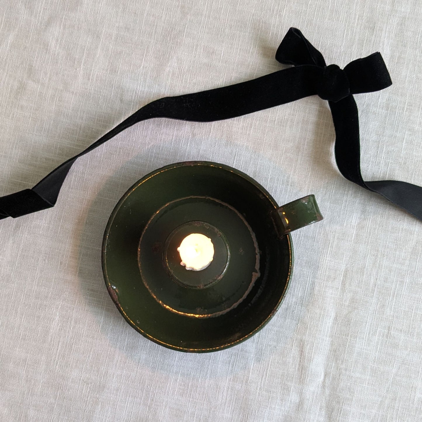 Green Enamel Chamberstick