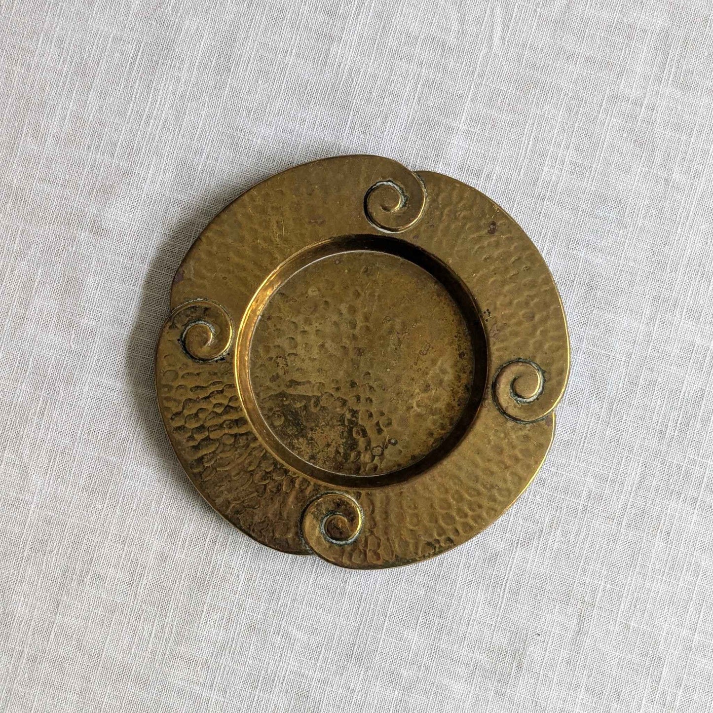Repousse Spiral Brass Dish