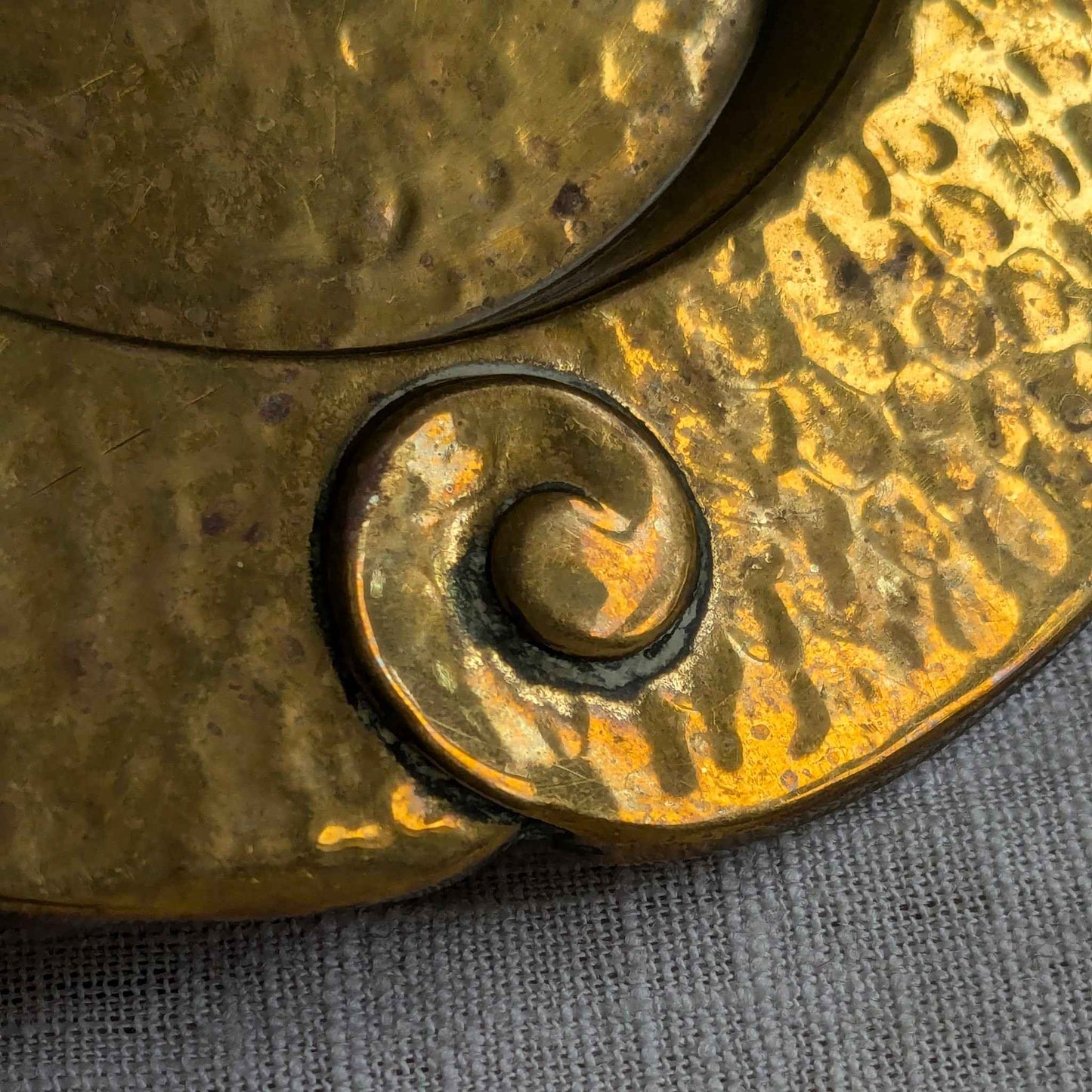 Repousse Spiral Brass Dish