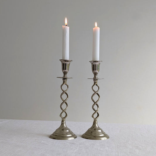 Metal Barley Twist Candlesticks