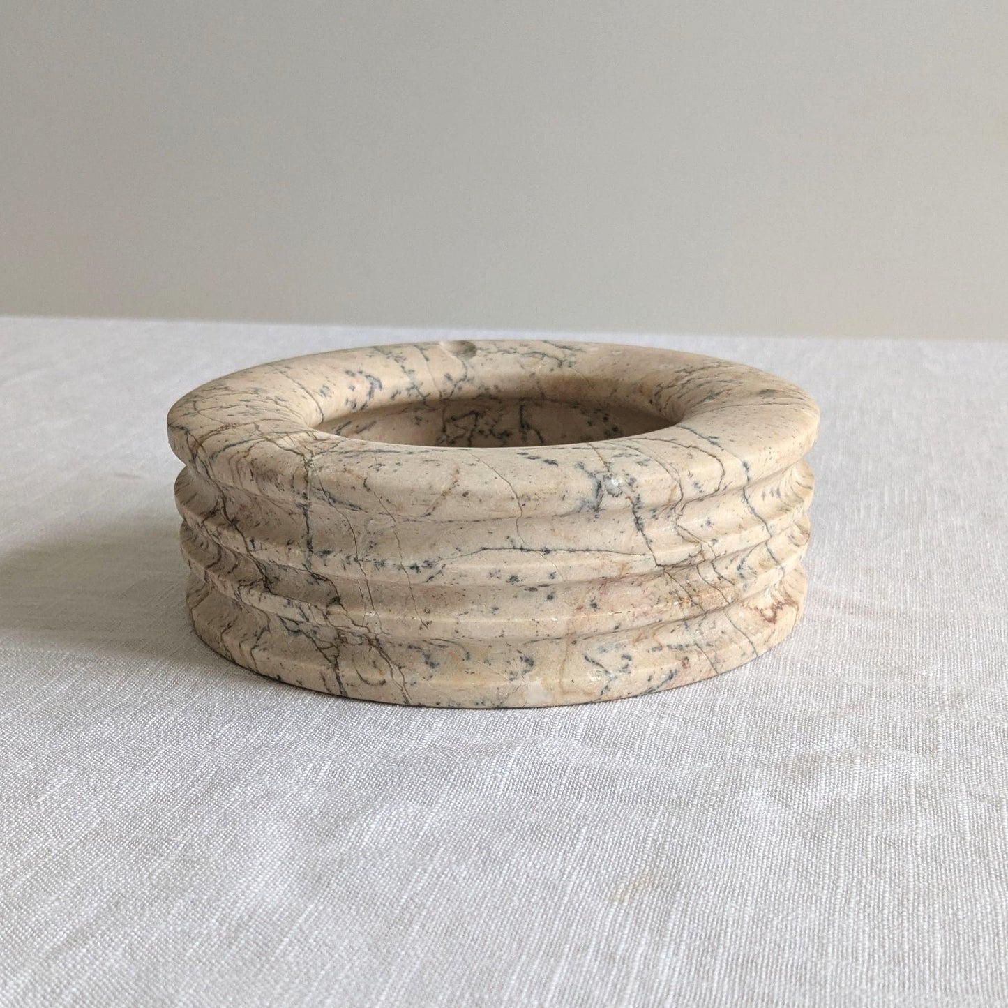 Mid Century Ribbed Marble Ashtray