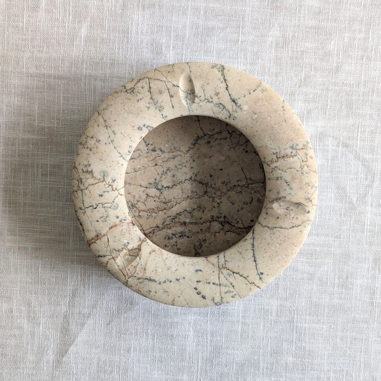 Mid Century Ribbed Marble Ashtray