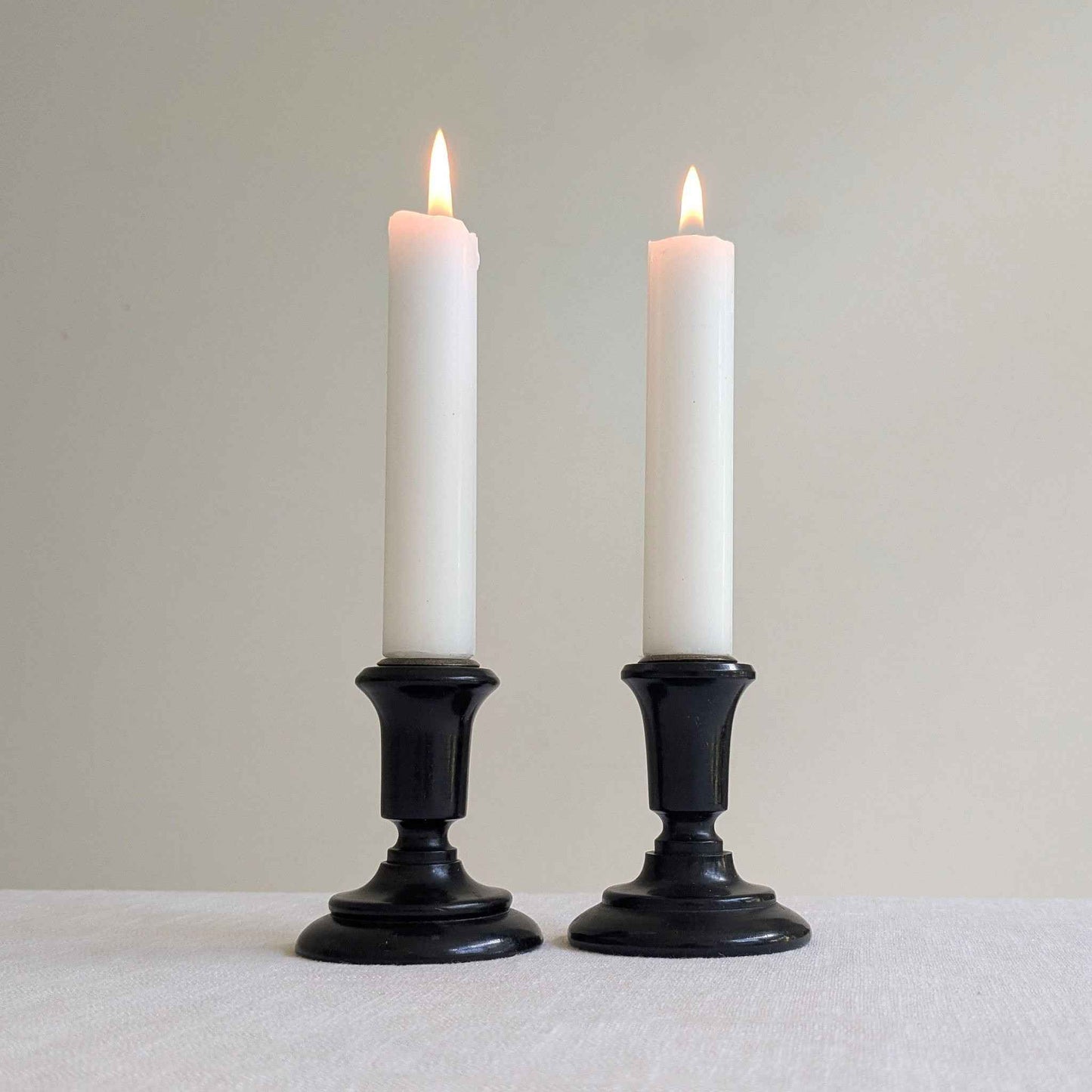 Antique Ebony Candlesticks