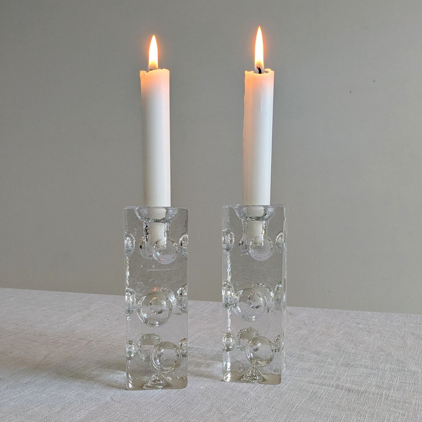 Pukeberg Sweden Ice Block Candlesticks