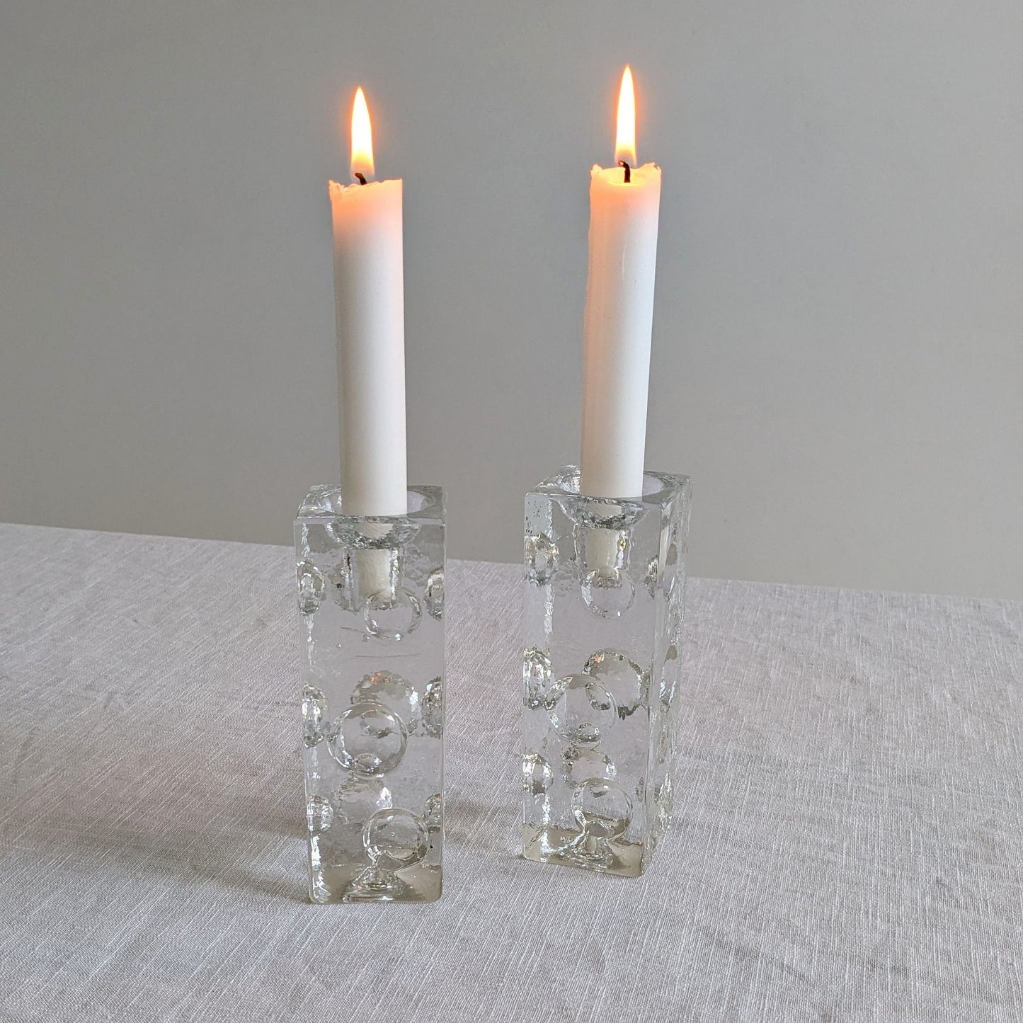 Pukeberg Sweden Ice Block Candlesticks
