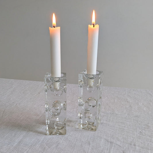 Pukeberg Sweden Ice Block Candlesticks