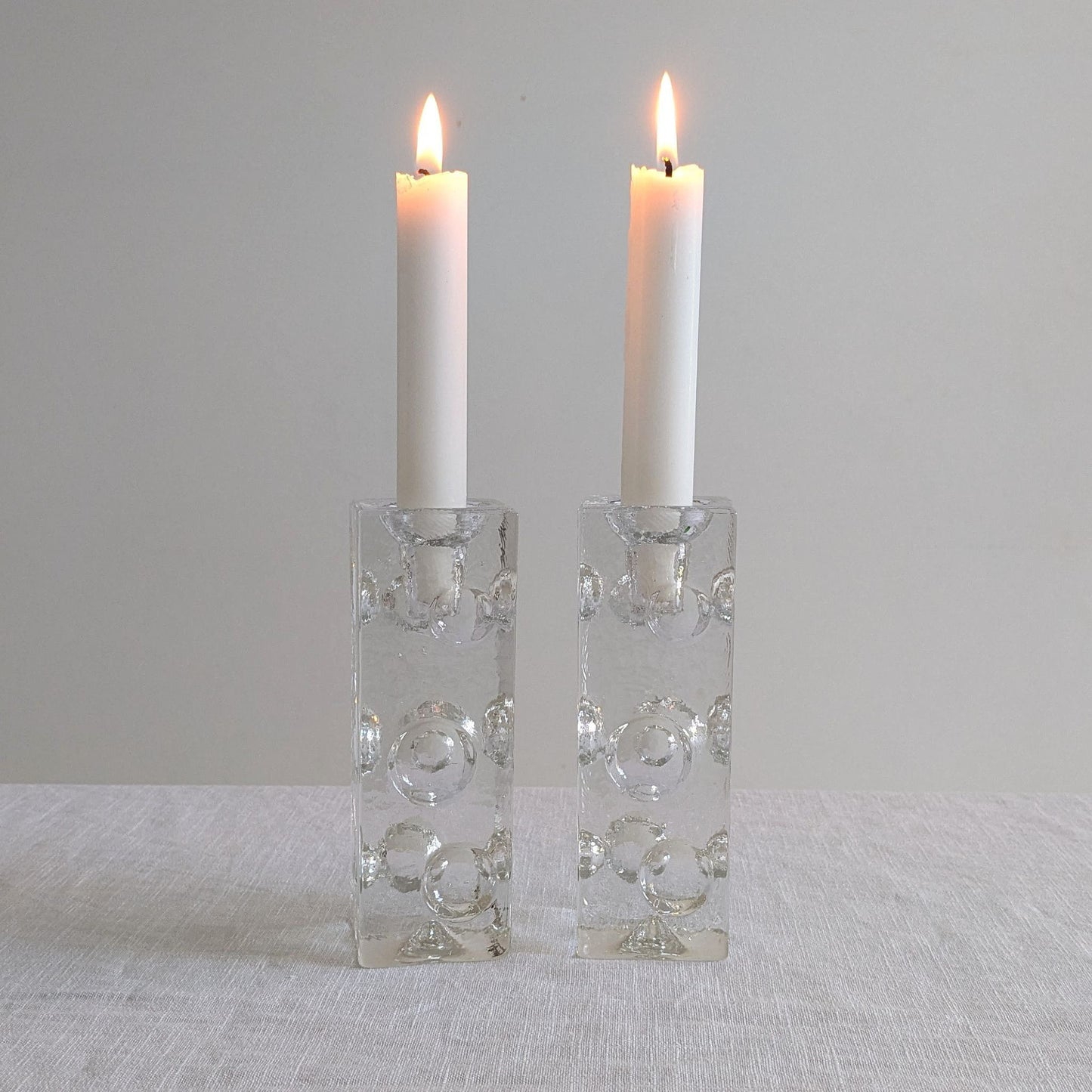 Pukeberg Sweden Ice Block Candlesticks
