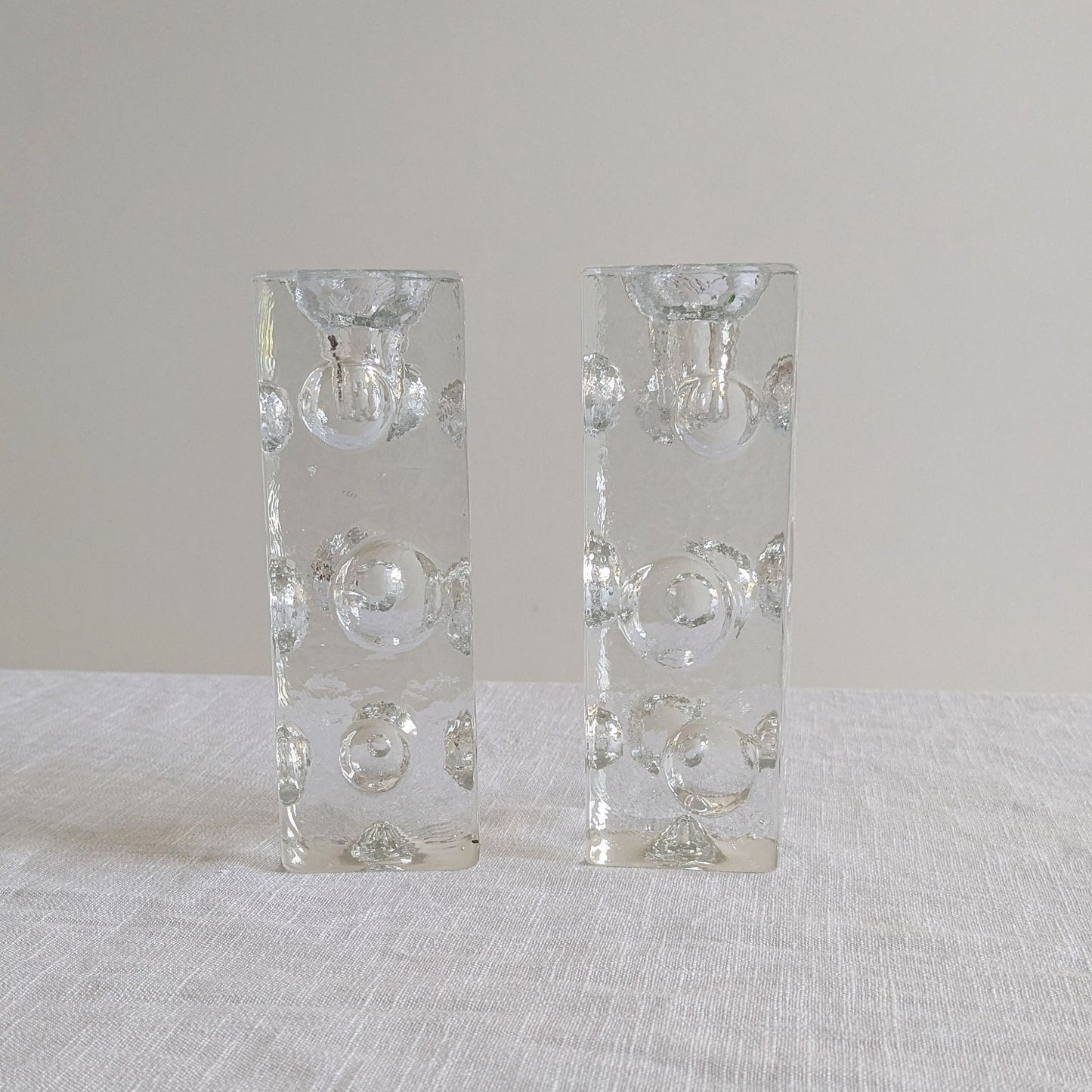 Pukeberg Sweden Ice Block Candlesticks