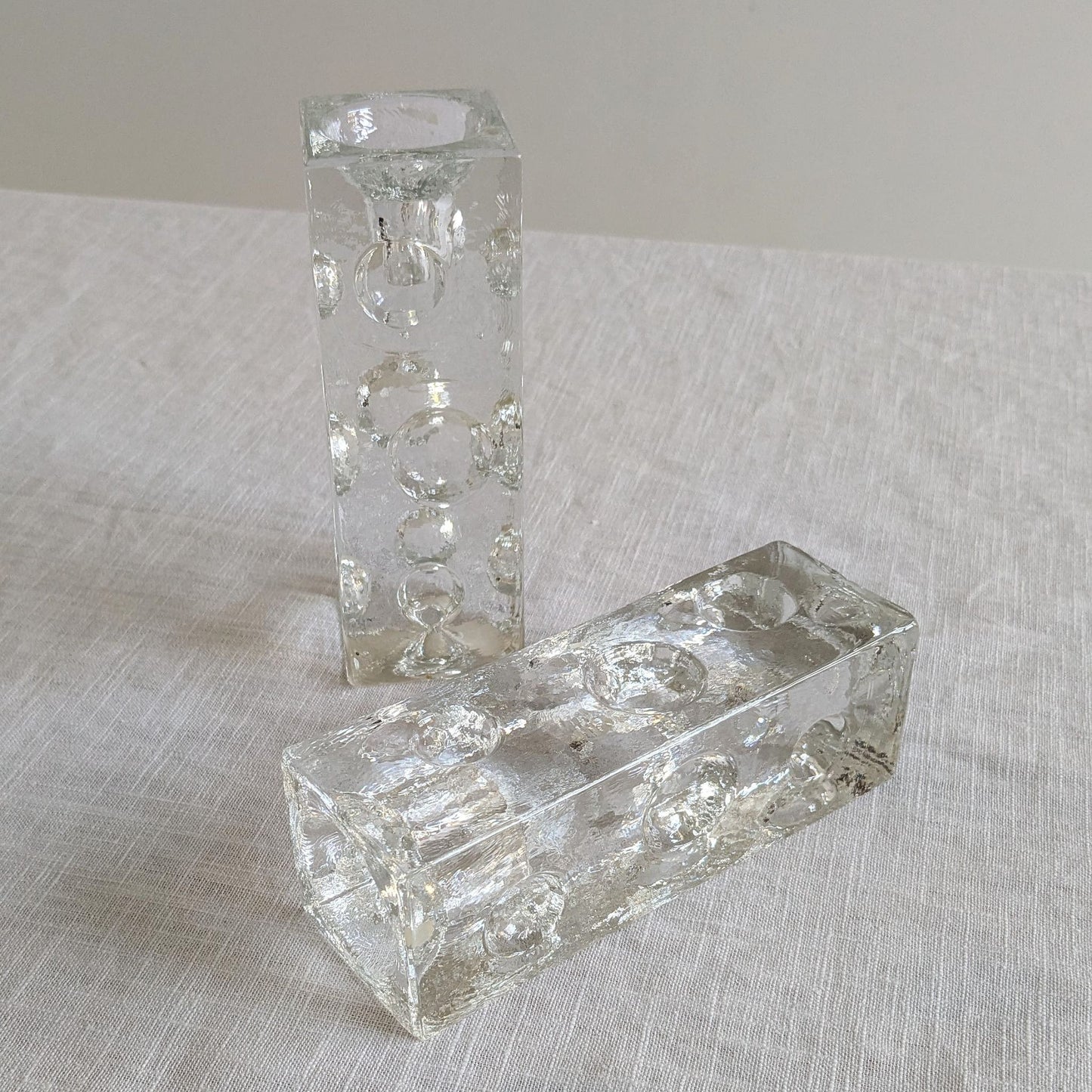 Pukeberg Sweden Ice Block Candlesticks