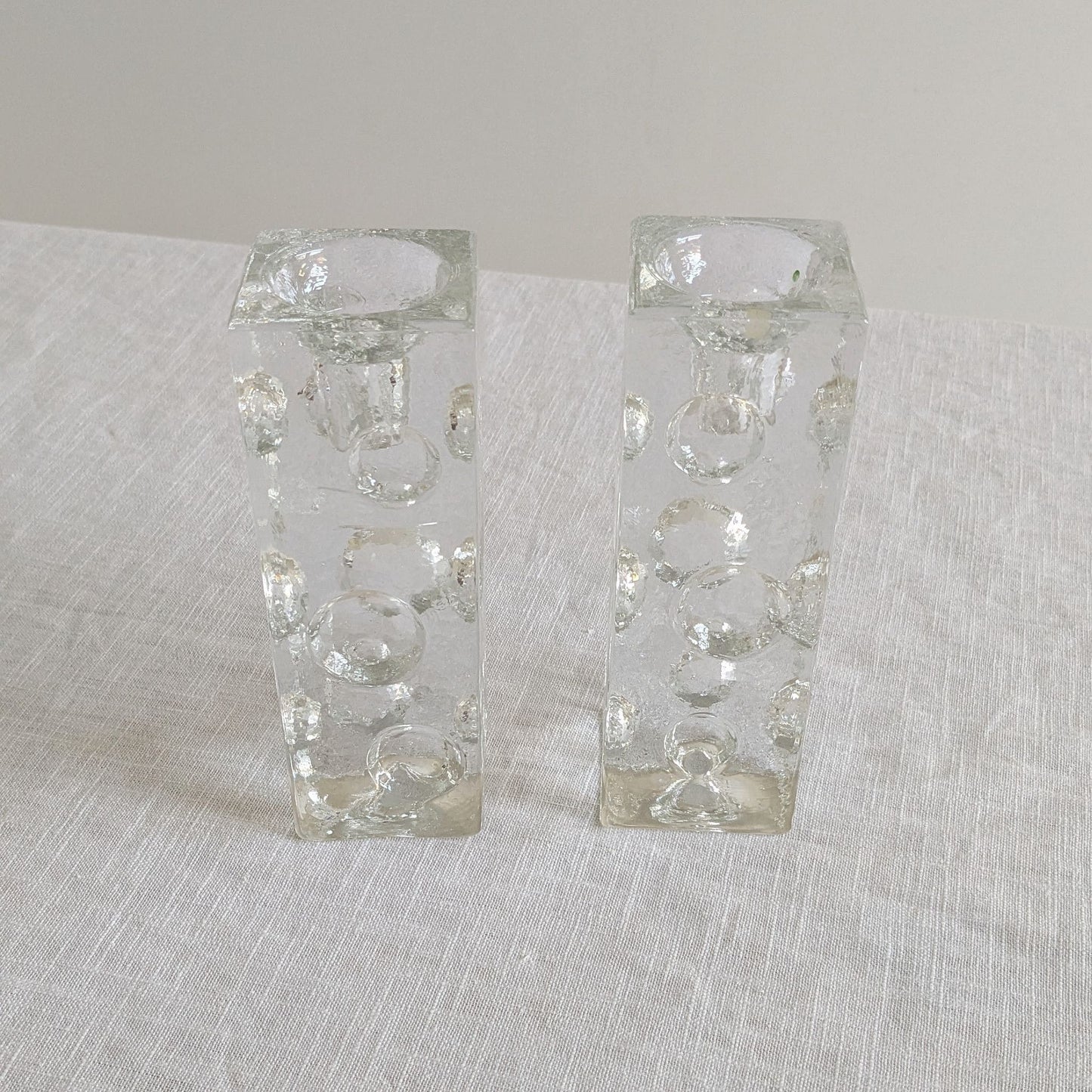 Pukeberg Sweden Ice Block Candlesticks