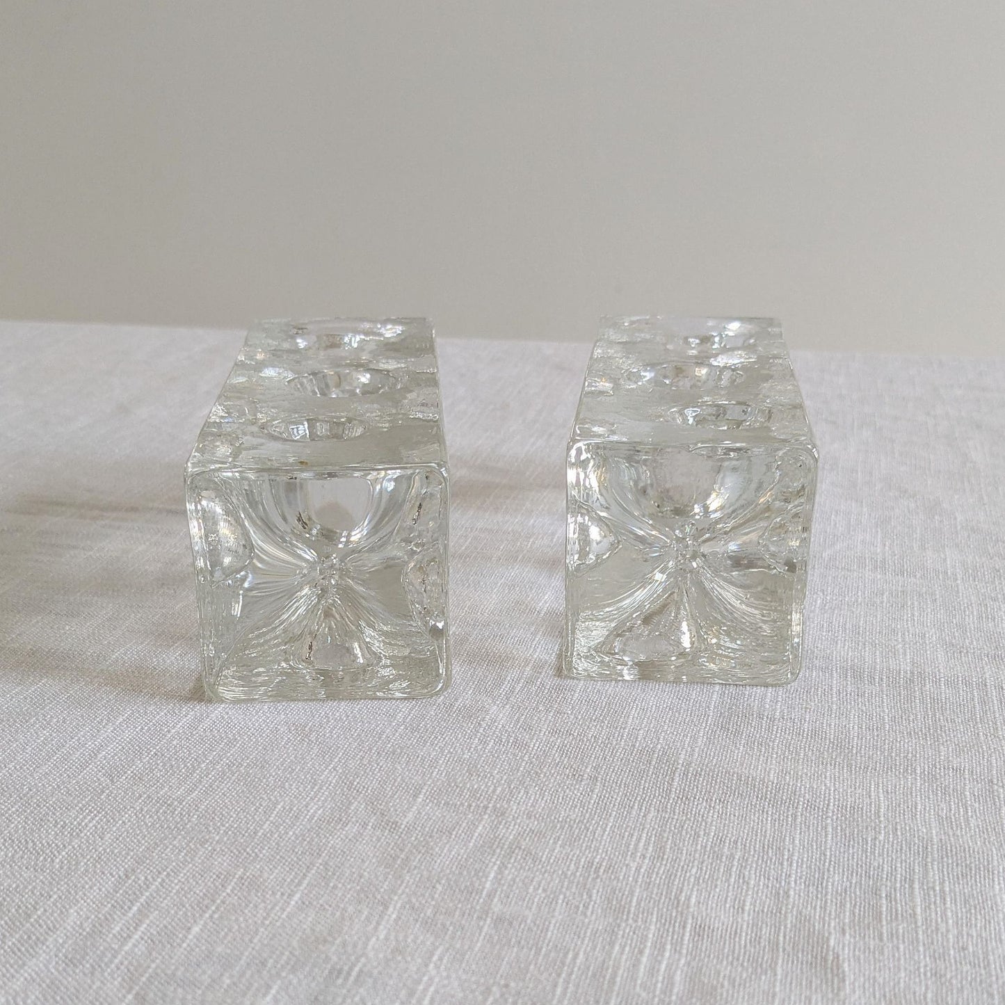 Pukeberg Sweden Ice Block Candlesticks