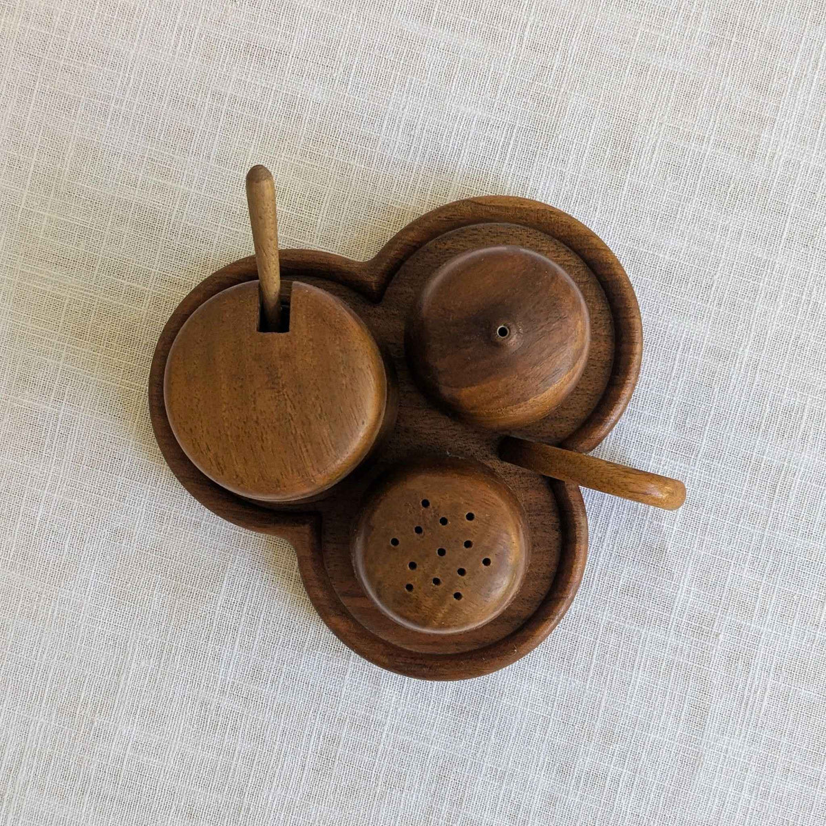 1970s Wooden Cruet Set