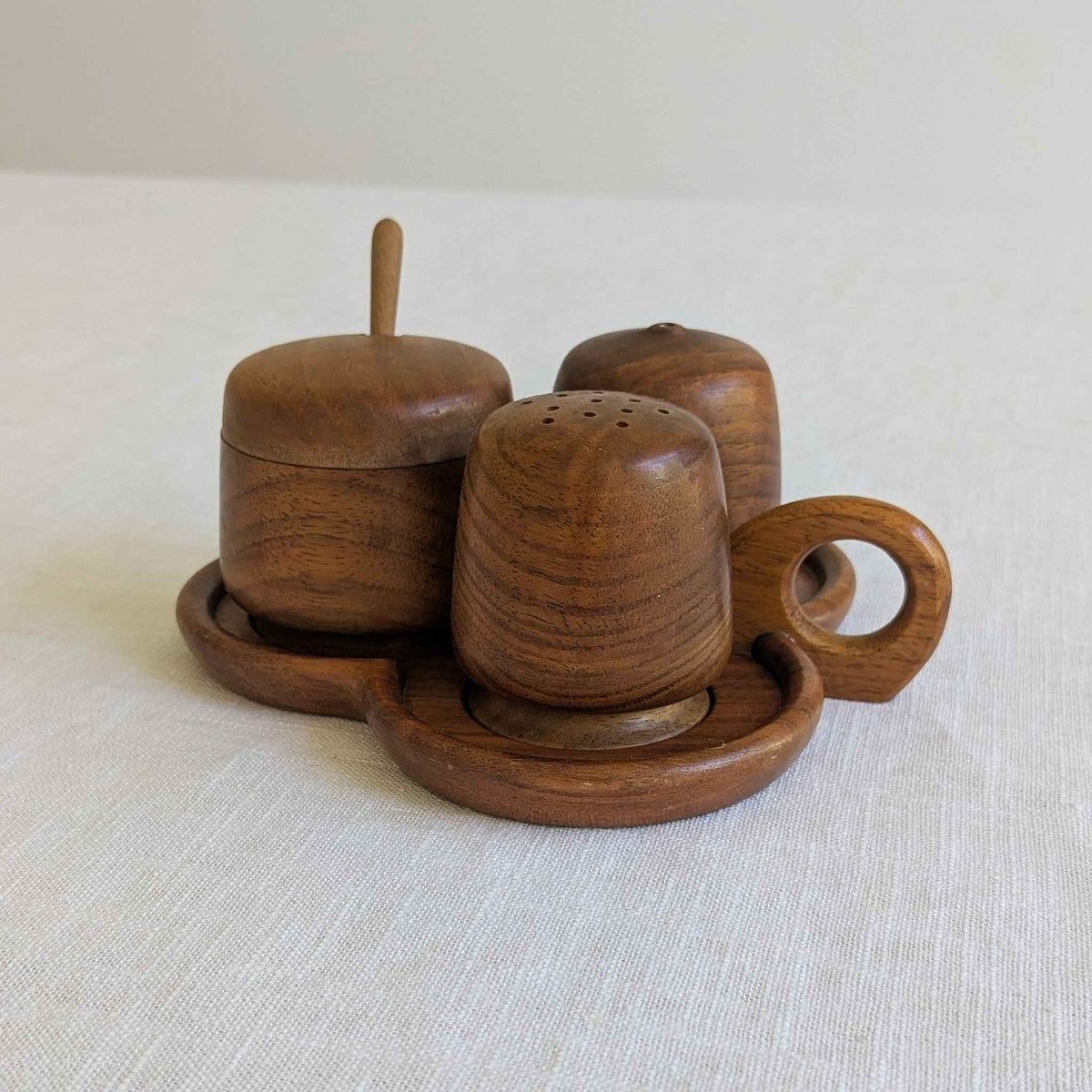1970s Wooden Cruet Set