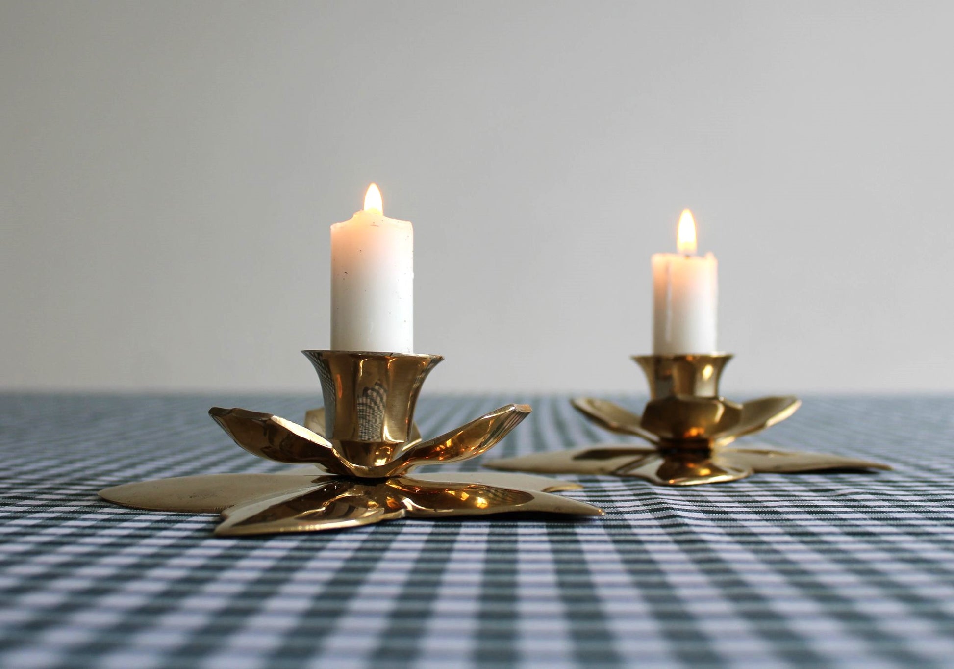 Vintage Brass Flower Candle Holders – Tiger & Iris