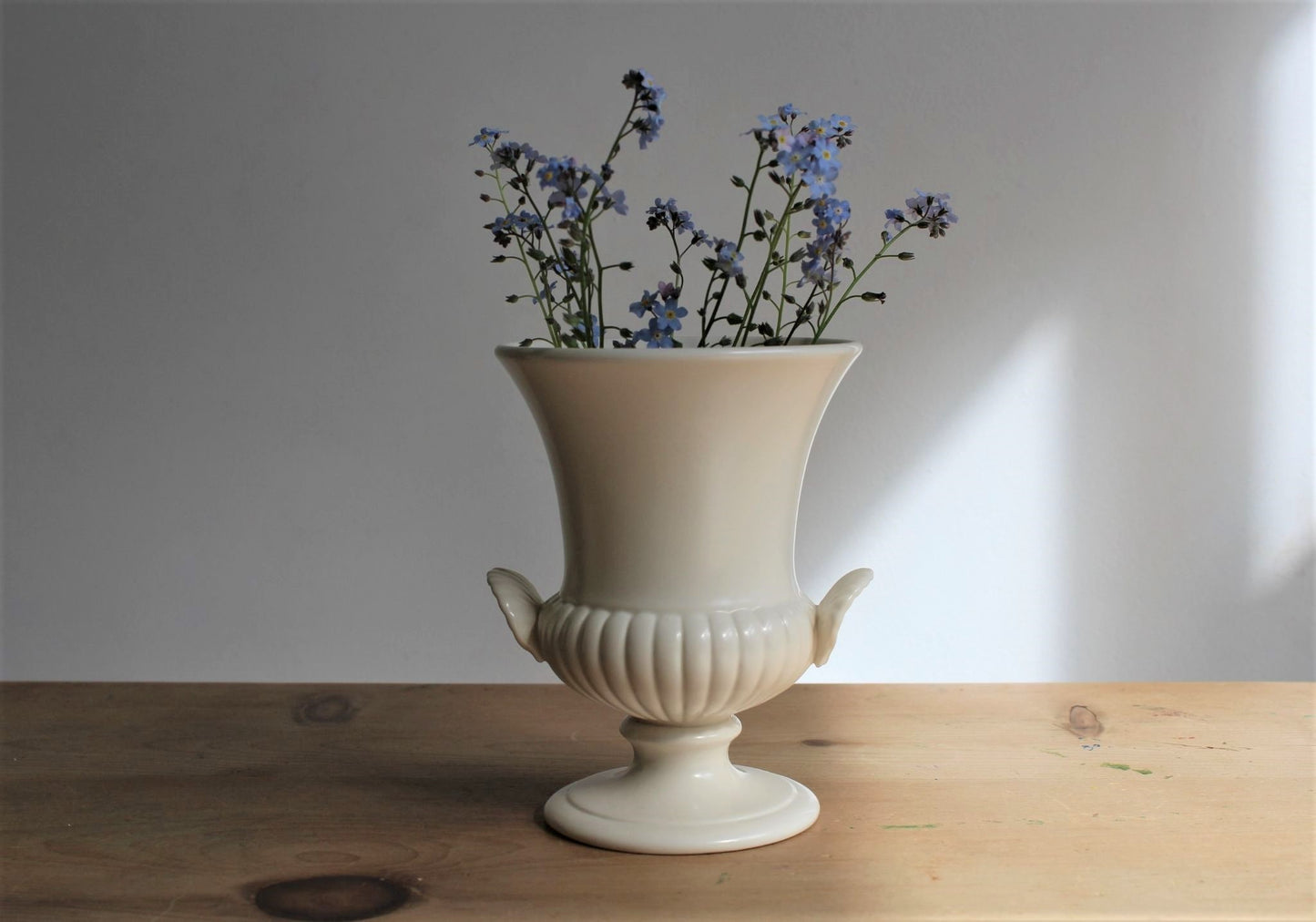 Wedgwood Moonstone Urn Vase with Forget Me Not Flowers